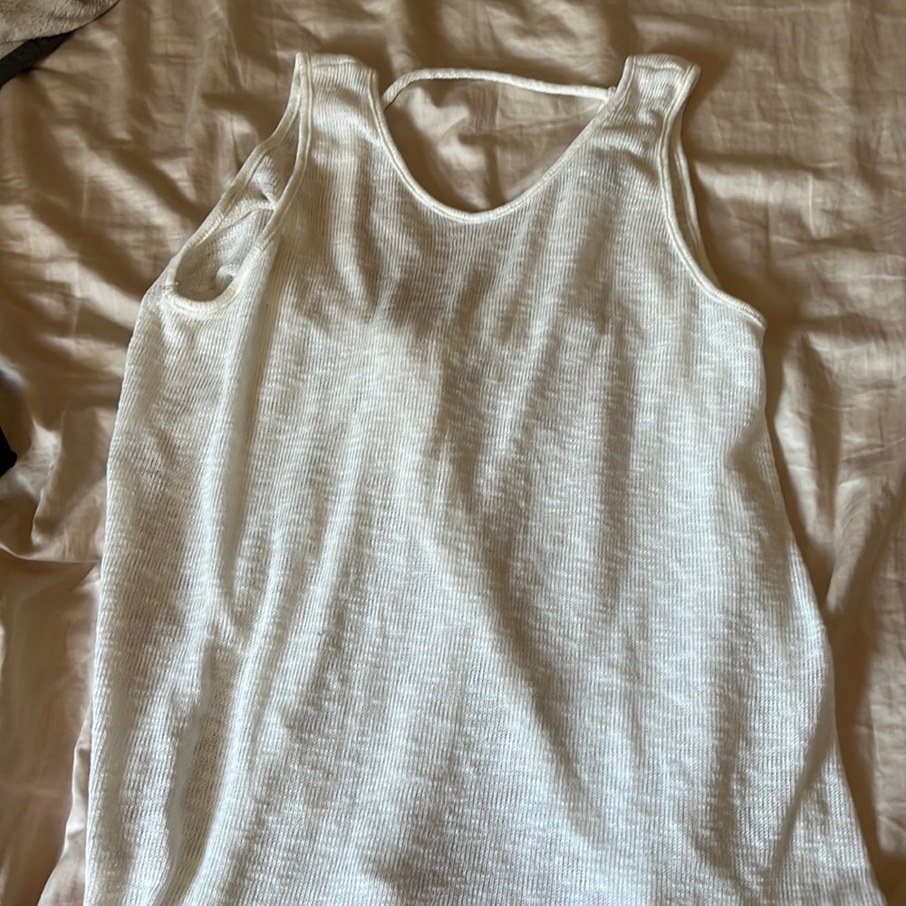white knit top/bikini cover up